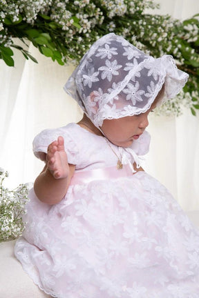Vestido Batizado Renda com Touca Ref: 39252